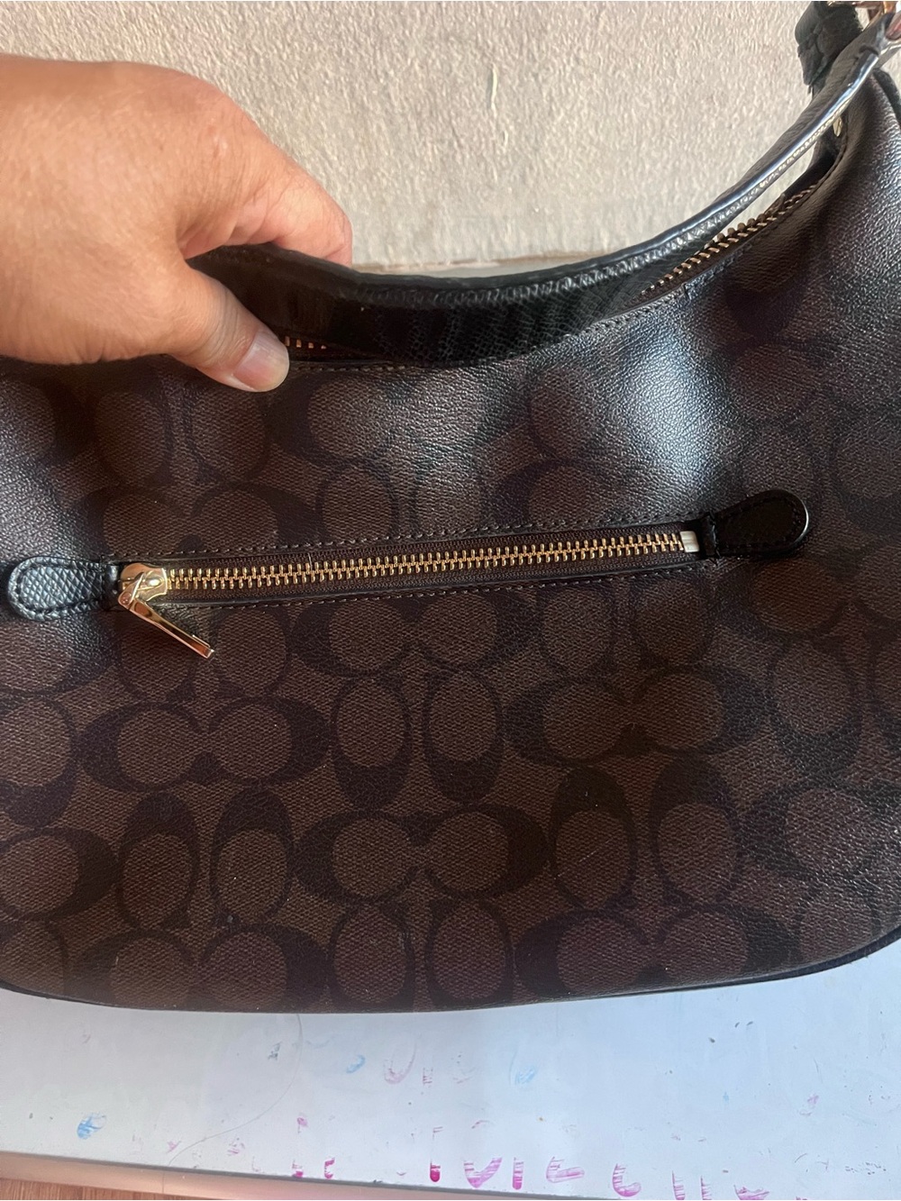 COACH Brown Signature Teri Hobo Shoulder Bag - Picture 6 of 10